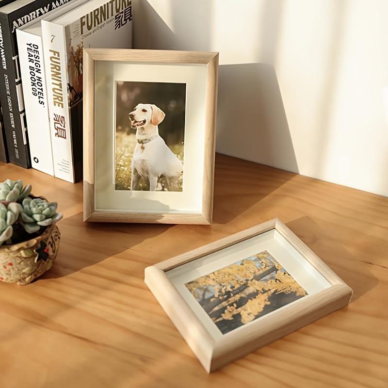 1 Piece, Three-dimensional Hollow Wooden Photo Frame, 7-inch New Chinese Calligraphy and Calligraphy Cardboard Picture Frame for Hanging On the Wall