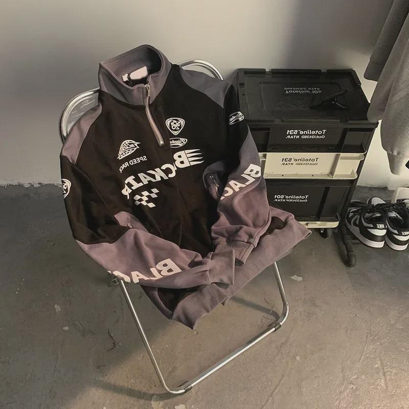 Спортивная толстовка American Retro Half-Zip Racing для мужчин и женщин - модная куртка для хай-стрита на весну/осень
