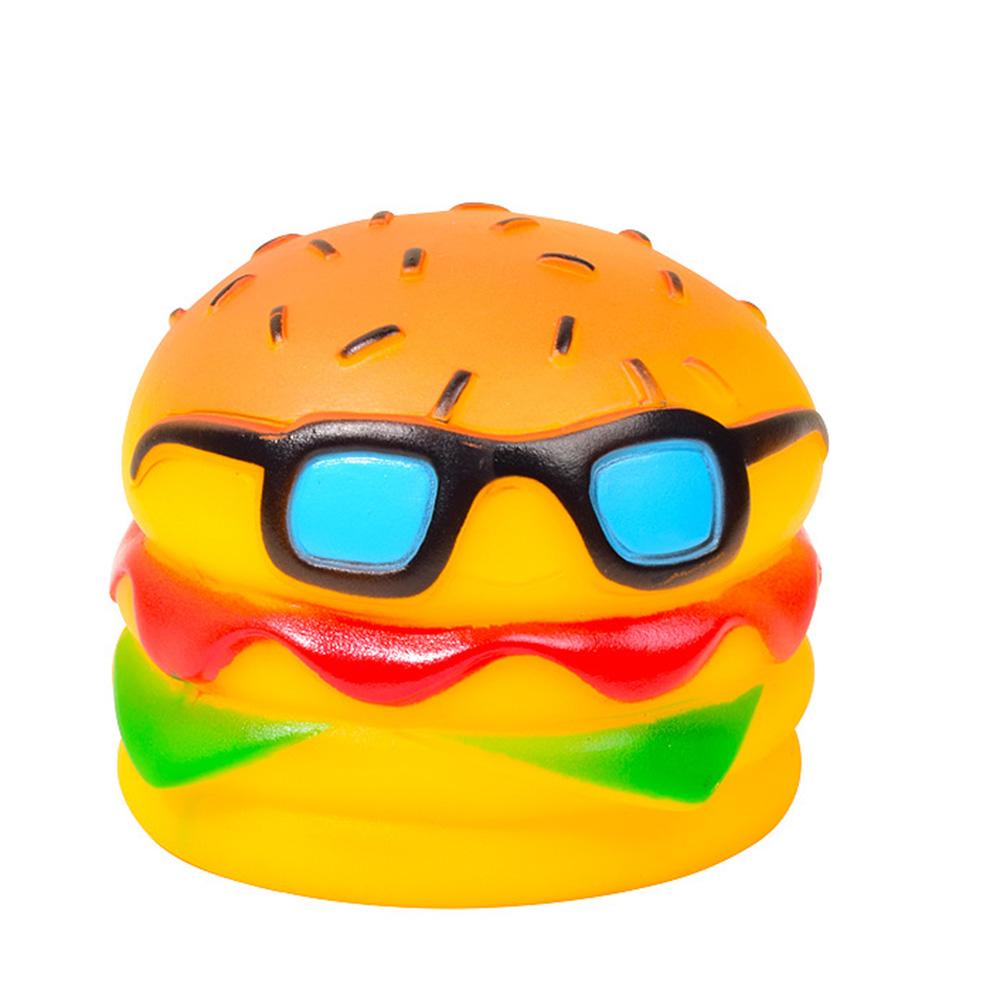 Squeaky Hamburger Dog Toy - Chew Toy for Teeth Cleaning & Molar Care, Interactive Squeaking Pet Toy,