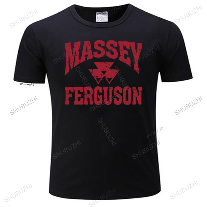 Мужская модная футболка Massey Ferguson Серая выцветшая с логотипом Футболка с круглым вырезом Хлопок Базовый топ с короткими рукавами Одежда женщины