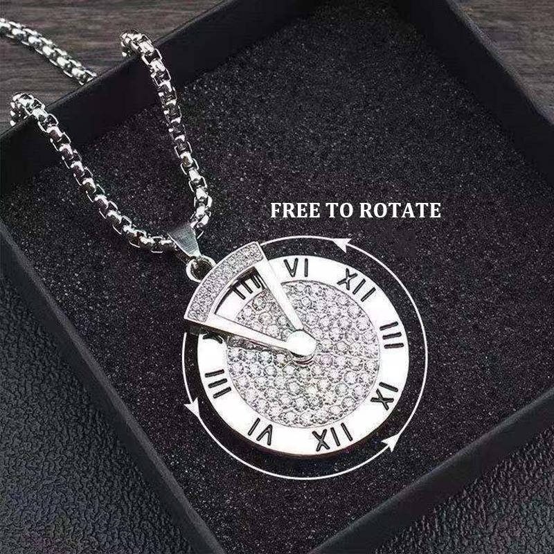 Женское ожерелье, вращающийся диск, треугольное ожерелье с часами, мужская подвеска, цепочка для свитера в стиле хип-хоп