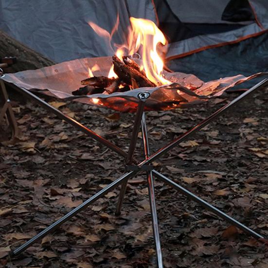 Портативный складной костер с решеткой из нержавеющей стали, простая в установке складная решетка для пикника на открытом воздухе для кемпинга, барбекю, дровяной уголь с