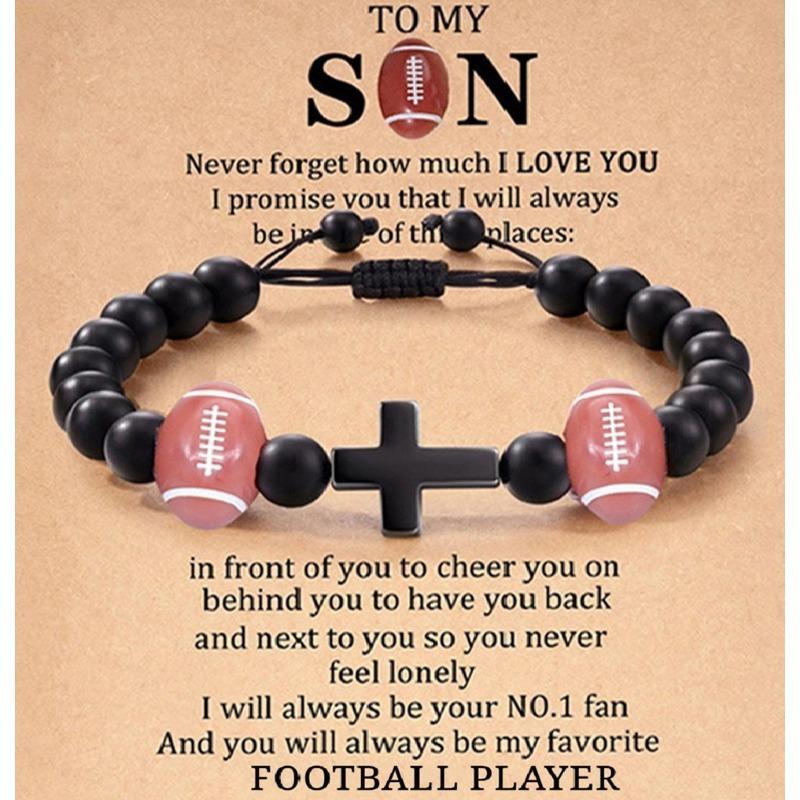 1 шт. спортивный ветряной футбольный бисер крест на руку веревка, спортивный мяч черный камень бисер плетение регулируемый браслет с картоном