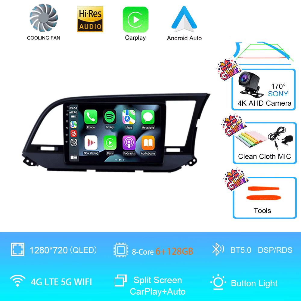 Автомобильное радио Android 14 для Hyundai Elantra 6 2015 2016 2017 2018 Мультимедийный видеоплеер GPS-навигация Разделенный экран DPS 360 камера