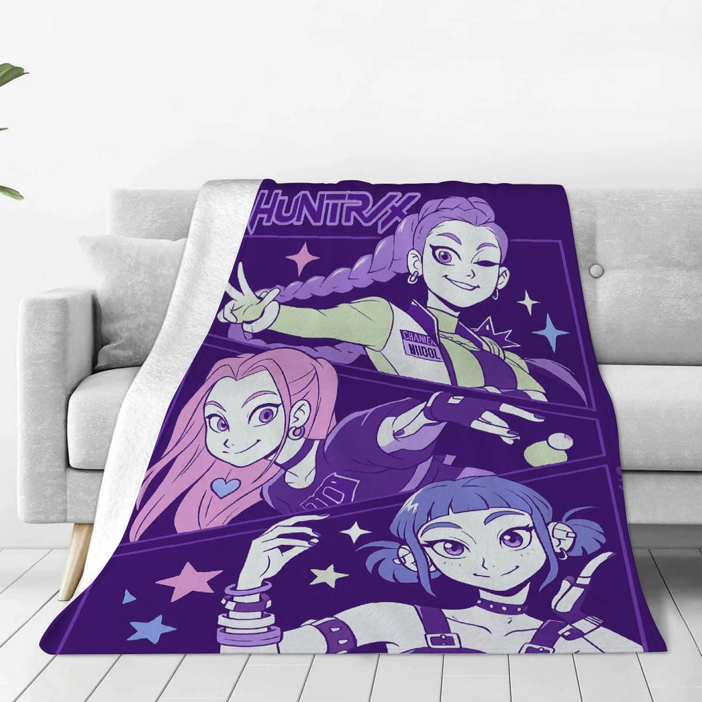 2025 Movie K-Pop Demon Hunters Cat Flannel Blankets Travel Living Room Bedroom Sofa Bithday Gifts For Kids Soft Throw Blanket