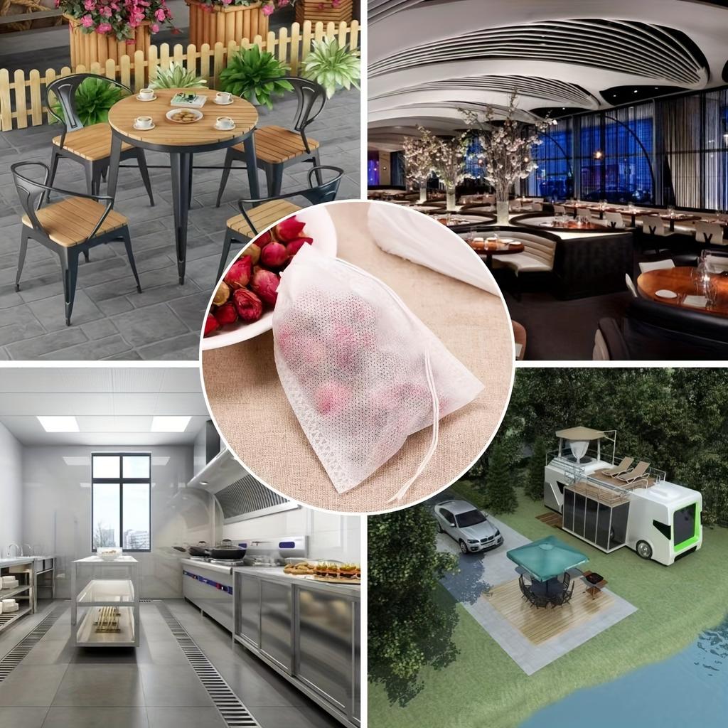 200 шт. Одноразовые чайные фильтр-пакеты Нетканые Прозрачные Идеально подходят для гостиниц/коммерческого использования - Кухонные и ресторанные принадлежности