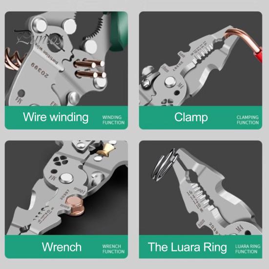 16 In 1 Foldable Wire Stripper Multifunctional Wire Crimping Stripping Cutting Tool Portable Stainless Steel Wire Stripper for Electricians DIY
