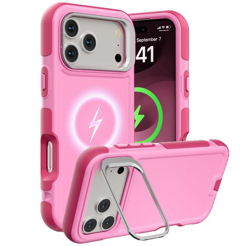 2026 New Arrival 3 Layers TPU + PC Magnetic Armor Mobile Phone Case Camera Holder for Iphone 17 Air Pro Max Wireless Charge Case