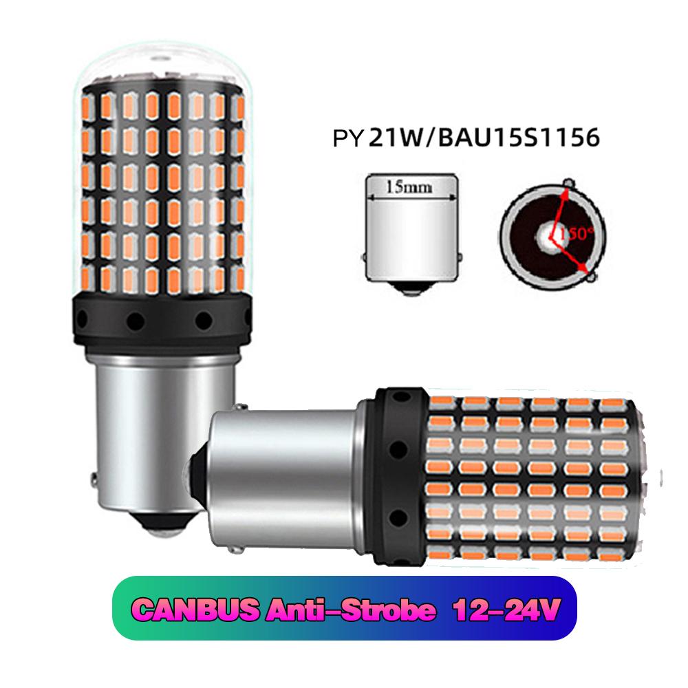 2 Pcs Led Flashing Light for Car Canbus Py21w 5W P21w Bau15s 1156 BA15S T20 W21/5W 3157 1157 Bulb 144smd Signal Lamp Assembly