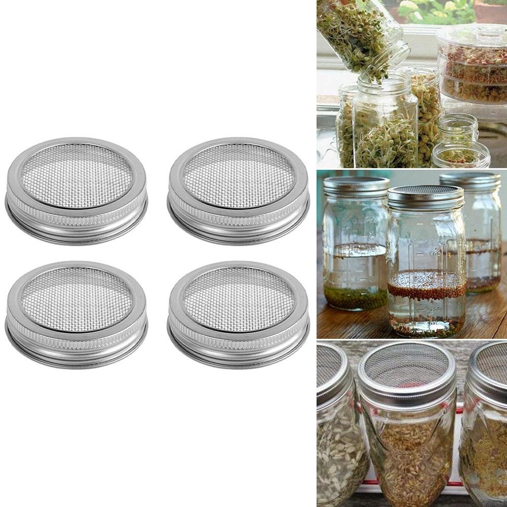 4pcs Stainless Steel Lid For Jar Sprouting Prevents Mold Formation
