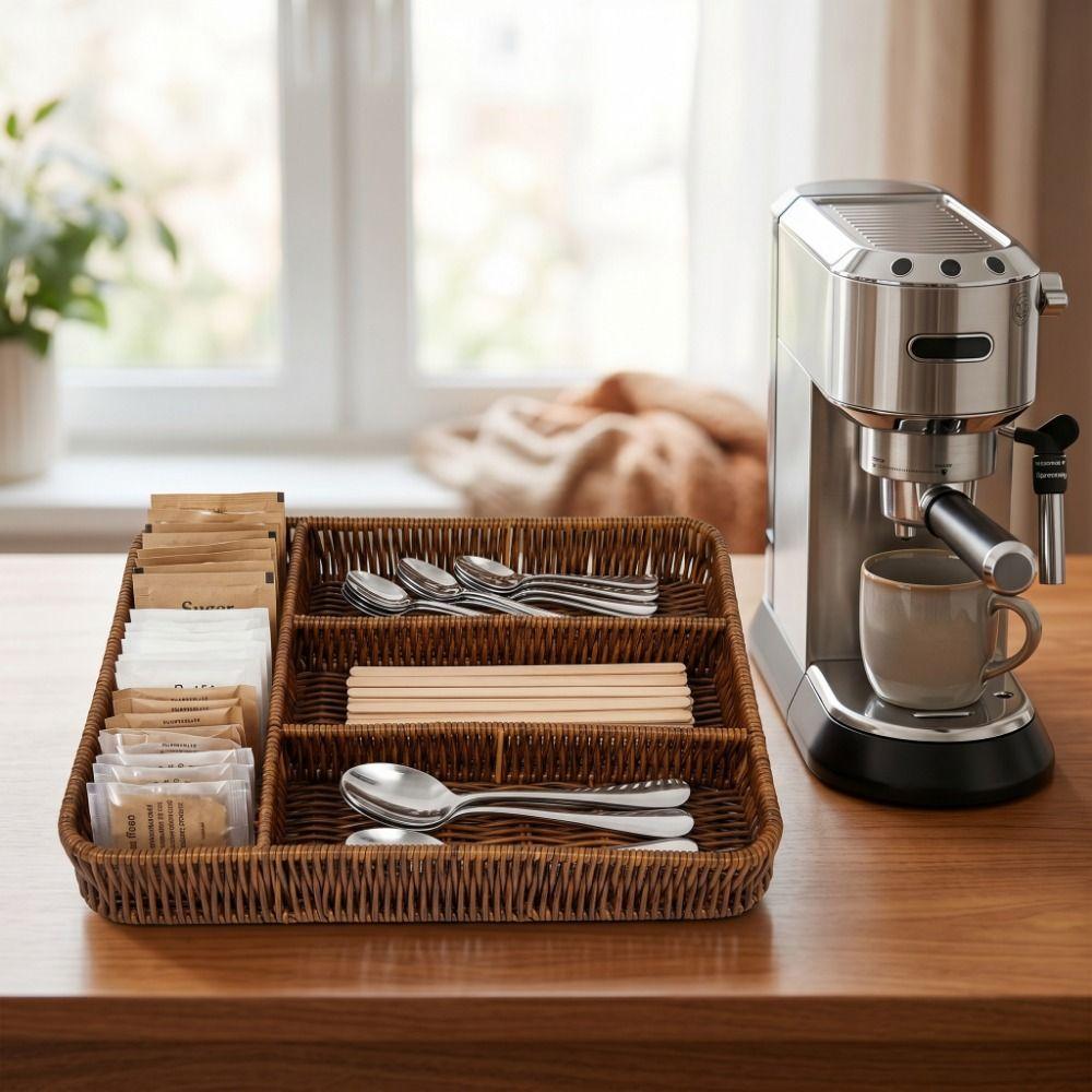 Rectangular Cutlery Storage Basket 4 Grids Cutlery Organizer Kitchen Drawer Organizer Spoons