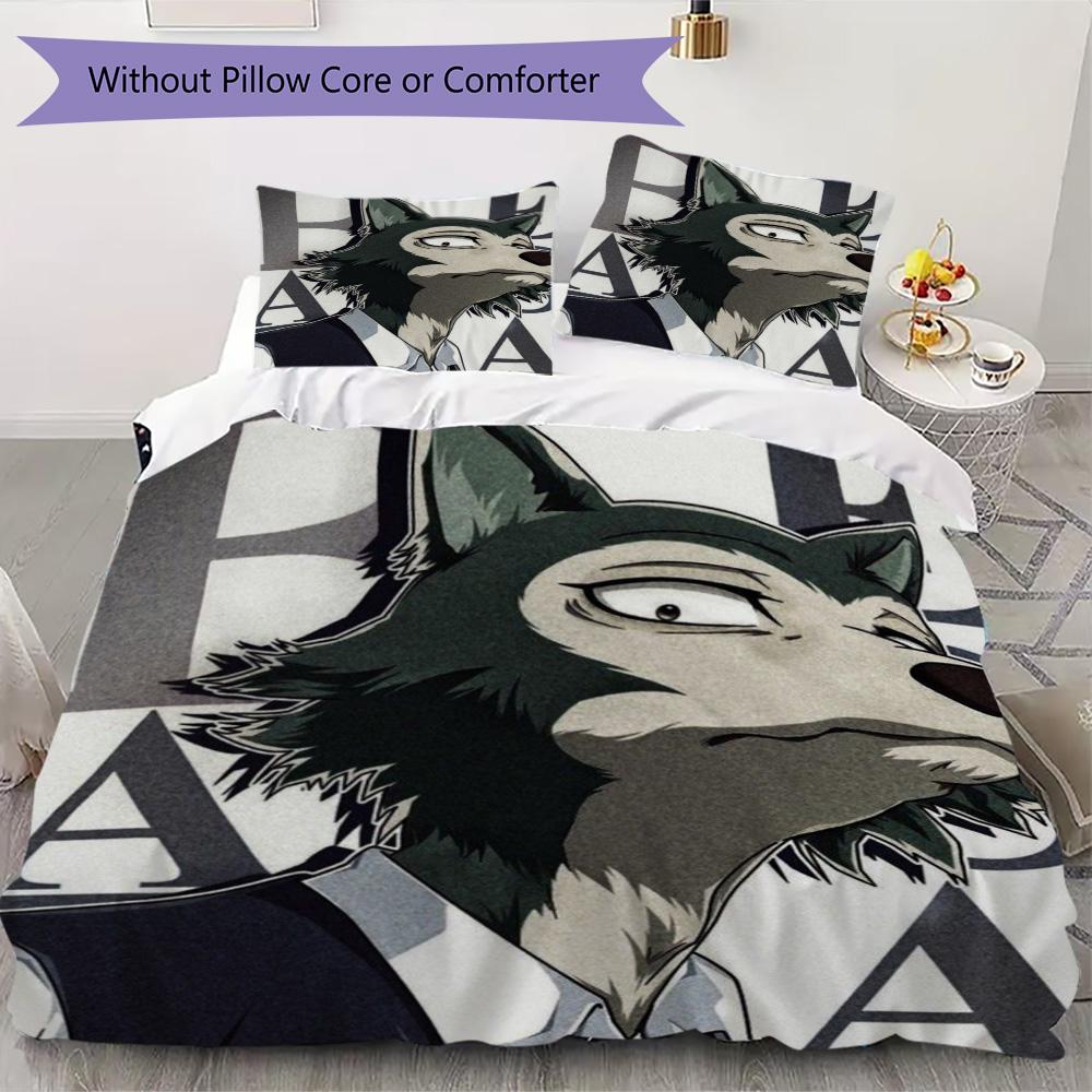 Beastars Pattern Bedding,Quilt Set Quilt Cover Pillowcase Home Birthday Gift (1*duvet cover+2*pillowcase,without core)XSJT0917049