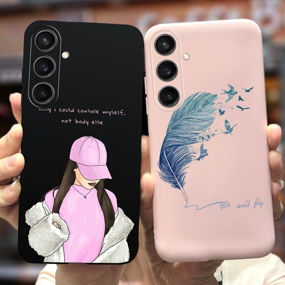 Чехол для Samsung Galaxy A55 Красивый мультяшный дизайн Девочки Подсолнух Мягкий ТПУ Чехол для телефона Для Samsung A15 A25 A35 A55 5G Fundas Coque