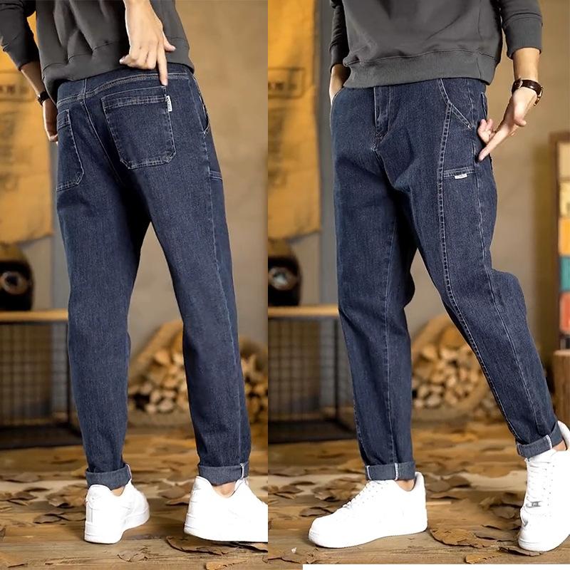 Осень и зима Новые мужские джинсы свободные брюки-харен модные универсальные конические повседневные прямые брюки