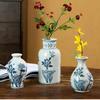 Винтажная сине-белая фарфоровая керамическая ваза, украшение, настольная гидропонная ваза для цветов, керамические украшения для дома, гостиной, фойе