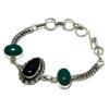 Black Onyx Green Onyx Gemstone 925 Silver Plated Jewelry Bracelet 6-8"
