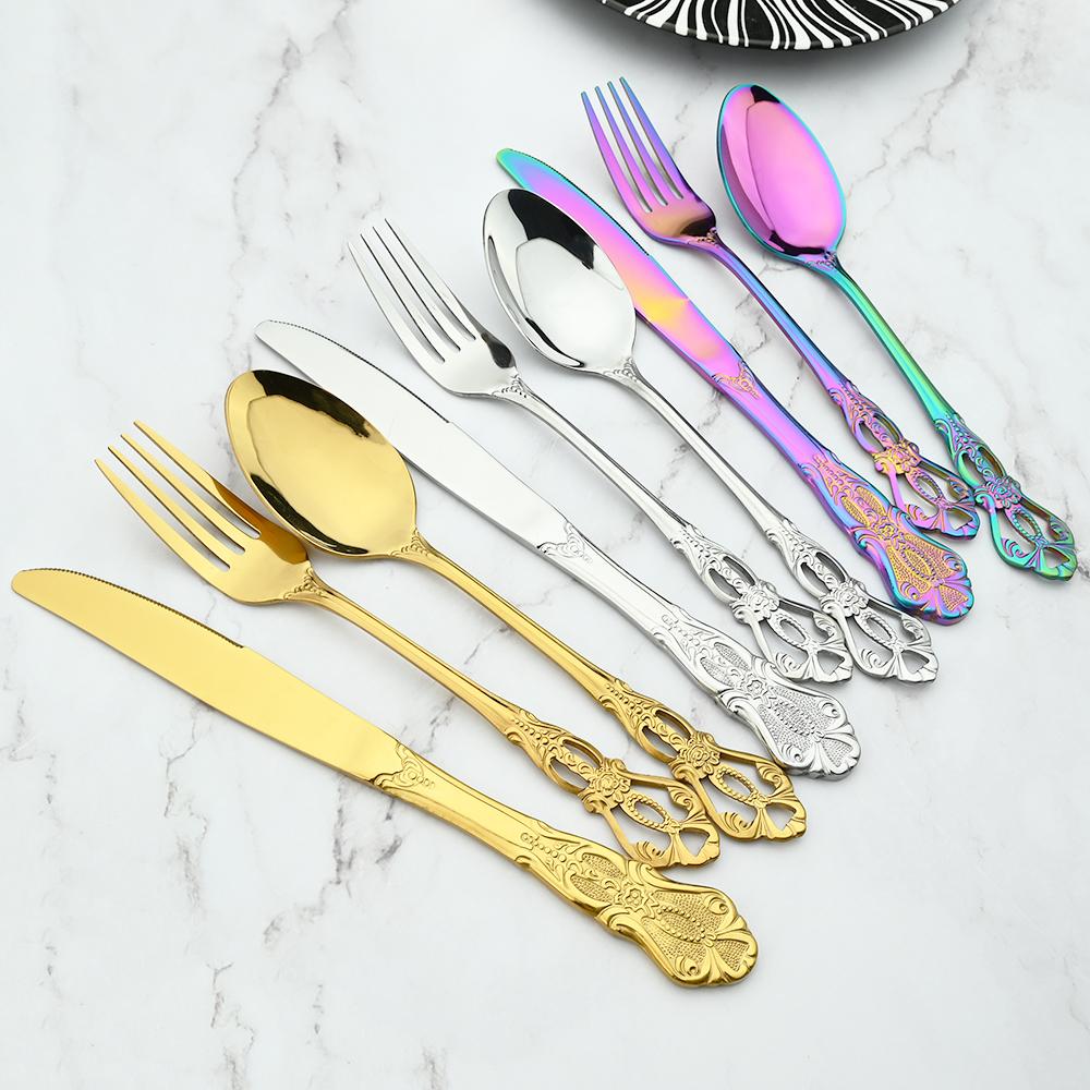 24 шт./6 комплектов королевской посуды, набор из нержавеющей стали, винтажные ложки, вилки, ножи, домашняя кухня, западный ужин, столовое серебро, посуда, подарок