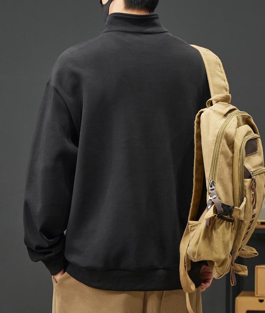 EASTEMPO Long Sleeve Polo Loose Solid Plus Sizes Men's Shirt, Autumn, Fit, Casual, Business, Color, Stylish, (M, Black)