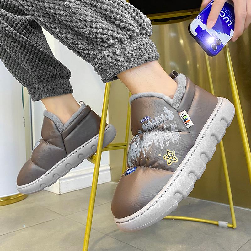 Warm Winter Cotton Shoes Women Warm Fur Home Slippers EVA Non-Slip Plush Slippers Indoor Couple Thick Sole Footwear Slides