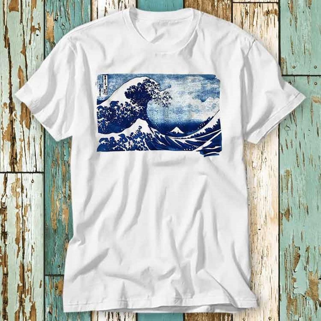 Great Wave Off Kanagawa Art Watercolor Ramen T-Shirt Top Design Unisex Ladies Mens Tee Retro Fashion Vintage Shirt S736