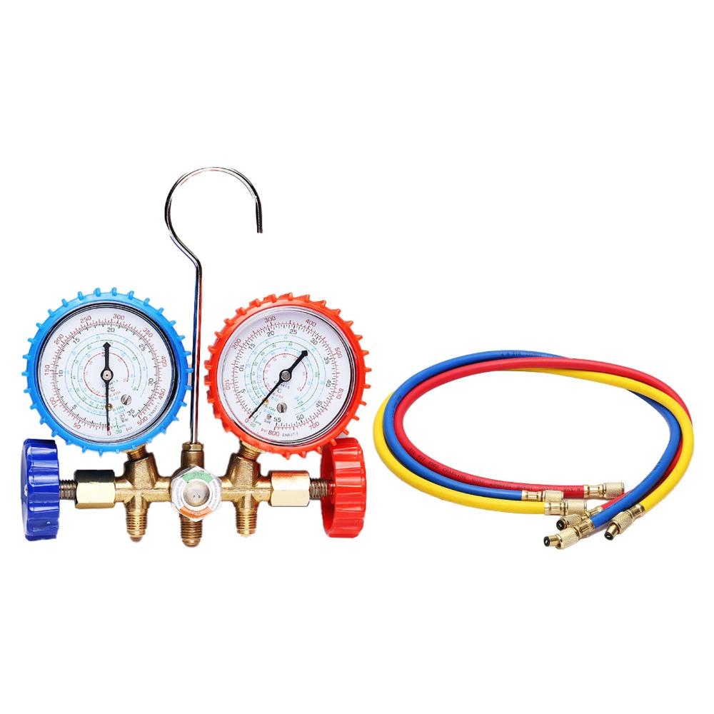 Alloy AC Manifold Gauge Set Refrigeration Auto Kit Conditioning Pressure Leak Testing