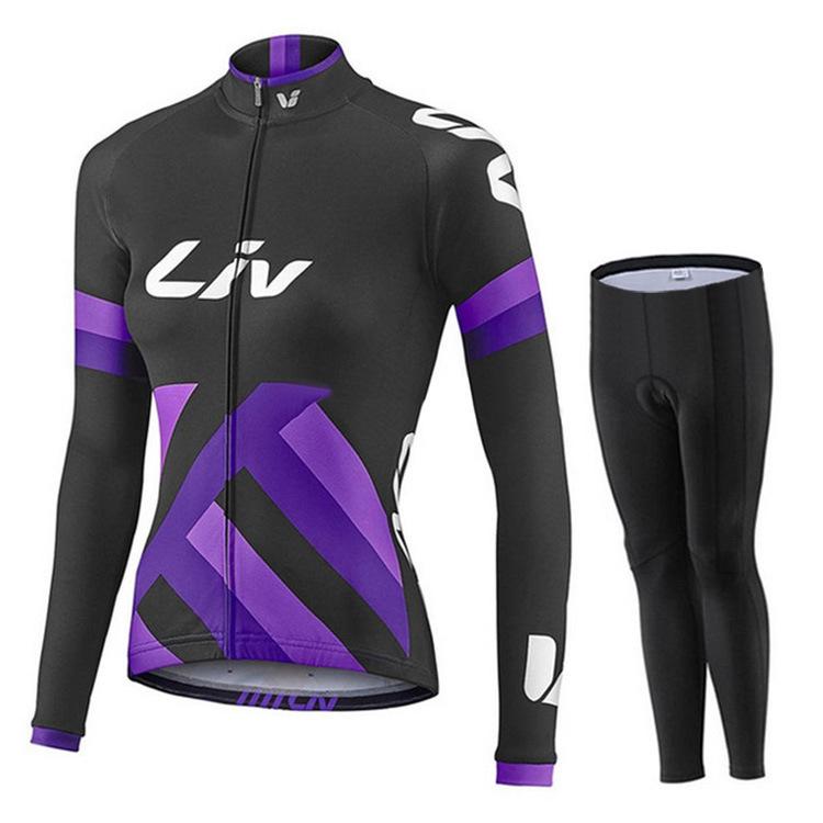 Autumn Velvet Thin Cycling Suit, Bicycle Cycling Suit, Women's Slim-fitting Long-sleeved Suit, Quick-drying and Breathable Road Cycling Equipment