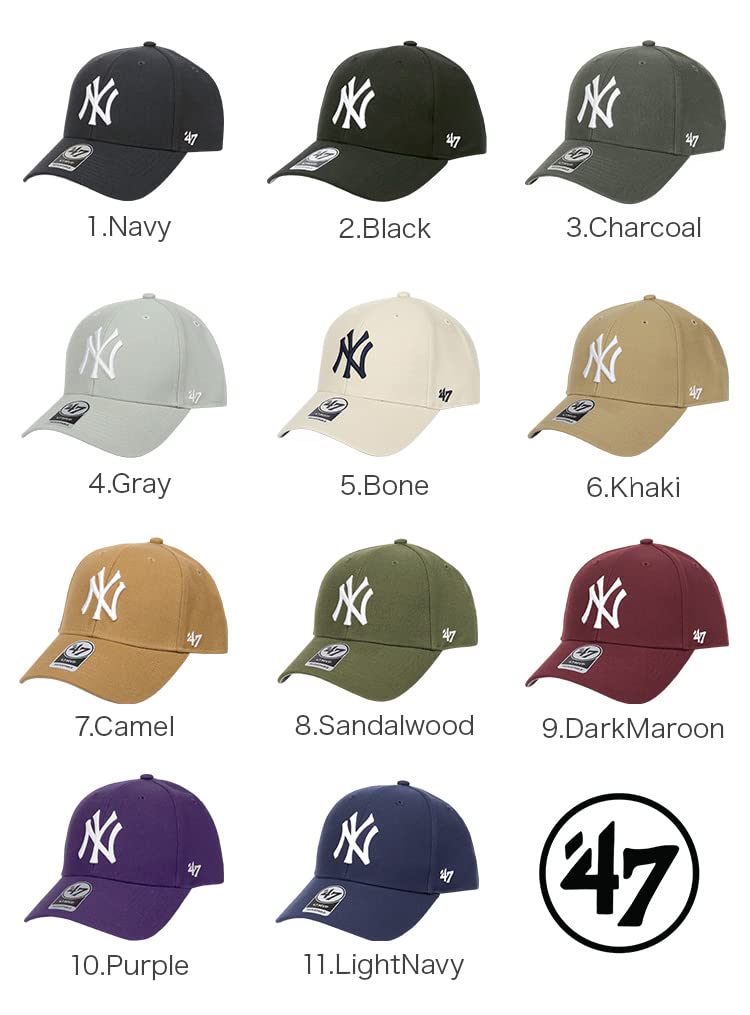 47 Cap MVP Hat Brand MLB New York Yankees NY Logo Street Unisex Стильная бейсбольная кепка Velcro Light Navy Navy 1 Piece Mens Womens