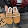 Модная ретро женская обувь на плоской подошве 2024 осень и зима толстые плюшевые хлопковые туфли на мягкой подошве повседневные бокены одинарные туфли Traf