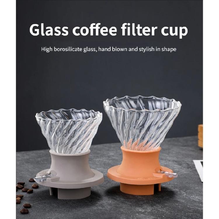 Decorative Waved Glass Coffee Filter Including Silicone Base Professional Stable Coffee Dripper for Home Use