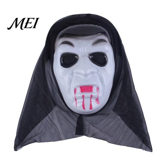 Masquerade Party Costume Accessory Halloween Ghost Full Face Masque, Horror Screaming Masque with Realistic Skeleton Hood, Scary for Cosplay