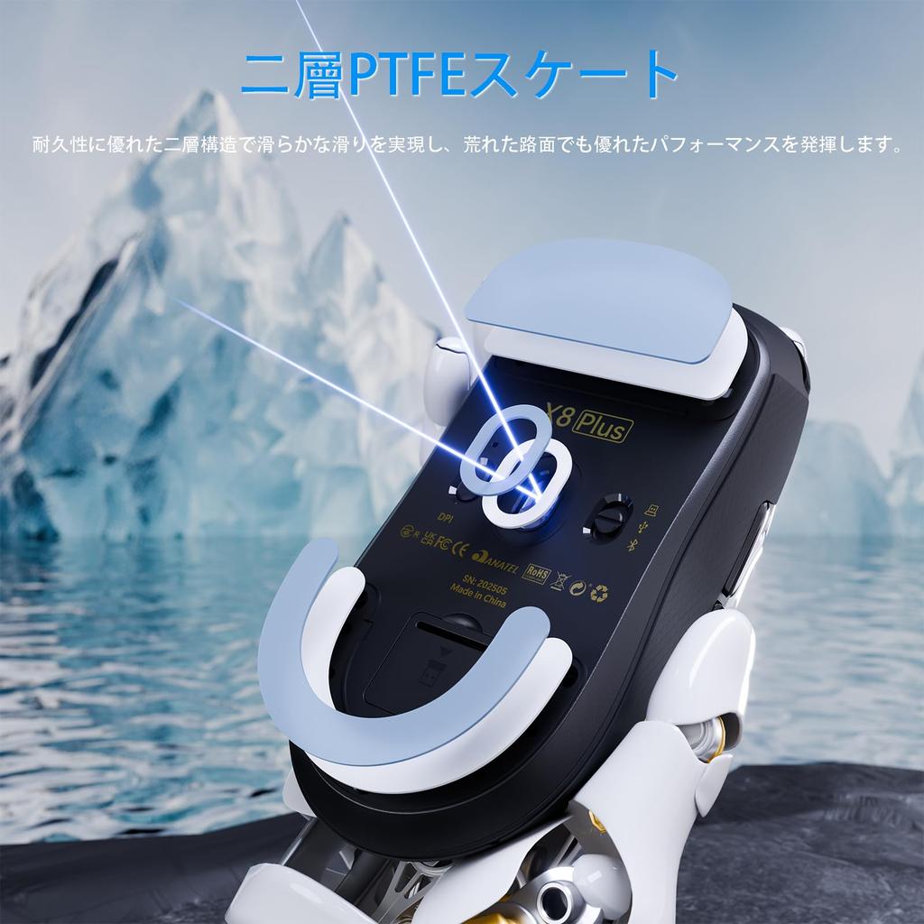 ATTACKSHRAK X8PLUS Lightweight Wireless Gaming with Original Phase Chip DPI Up to Suitable for Medium and Large Hand 500mAh Compatible with AI Cloud