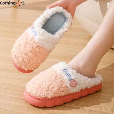 Новые тапочки Домашняя верхняя одежда Хлопковые тапочки Парные мягкие хлопковые туфли Сращивание двухцветных хлопковых тапочек