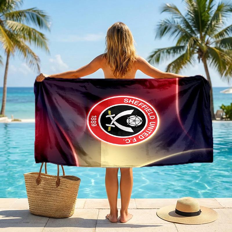 Sheffield United Football Beach Towel Soft Microfiber Summer Towel Quick Dry Absorbent Towel for Beach Swimming Pool Travel