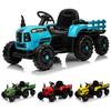 Детский трактор с дистанционным управлением и прицепом, 3 скорости, регулируемая аккумуляторная батарея 12 В, USB светодиодный MP3
