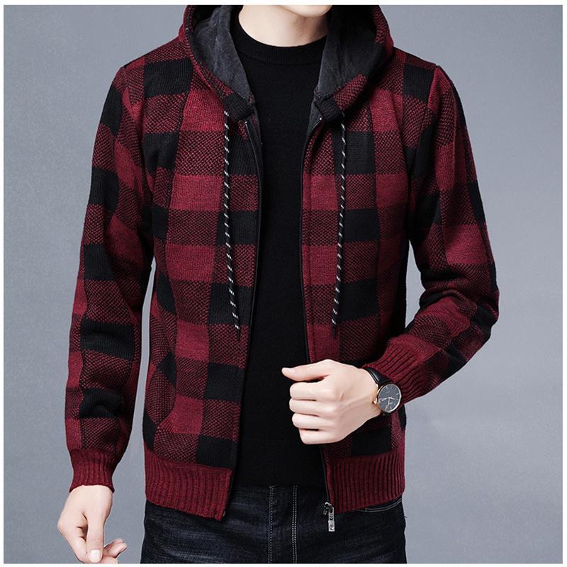 Новый мужской свитер, пальто, осень-зима, толстый теплый шерстяной свитер с капюшоном, кардиган, джемперы, флисовое пальто на молнии