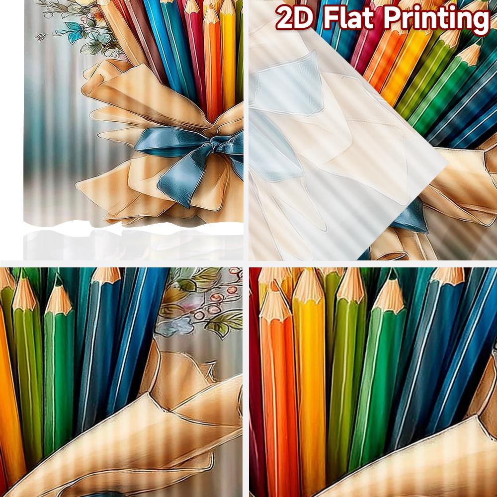 2D flat printing 2pcs Curtain Curtains Colorful Pencil Bouquet Digital Printed Polyester Drapes Holiday Decorations Use for