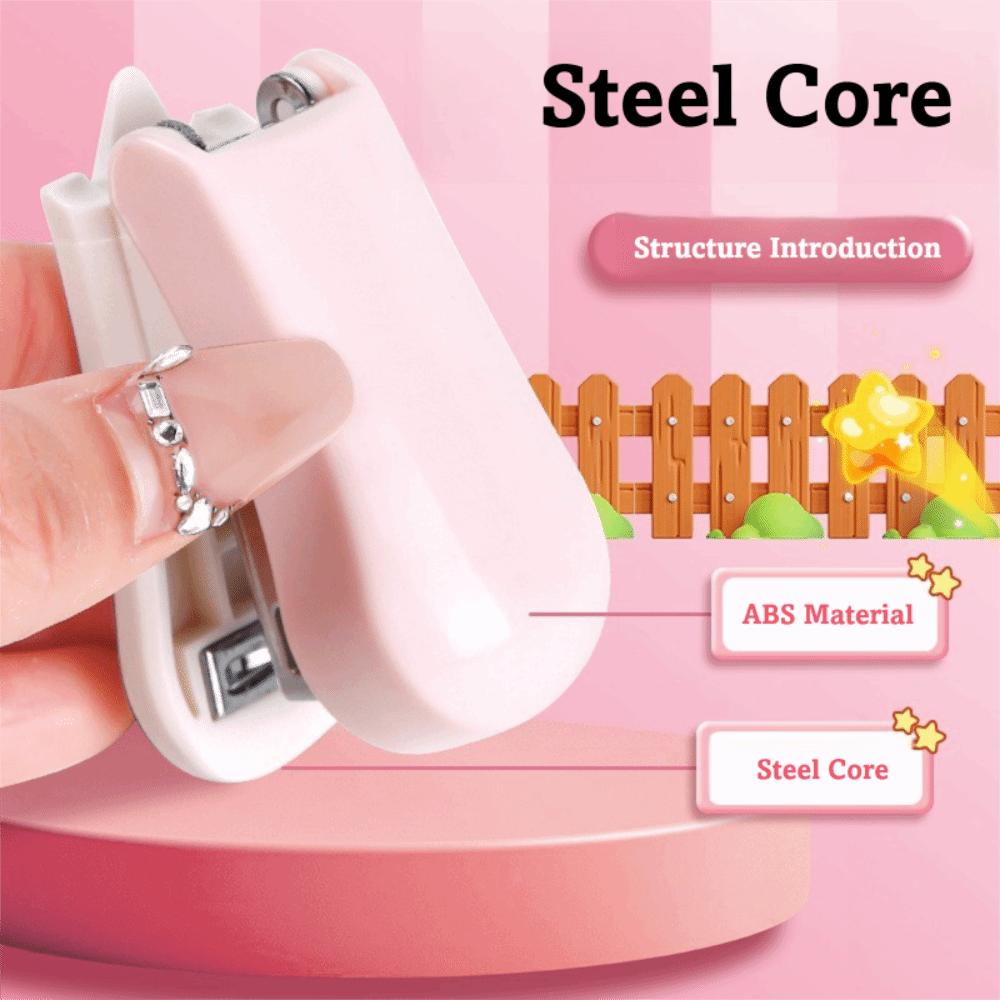 Macaron Color Mini Stapler Cartoon Design Test Paper Stapler Cute Bookbinding Machine School Use