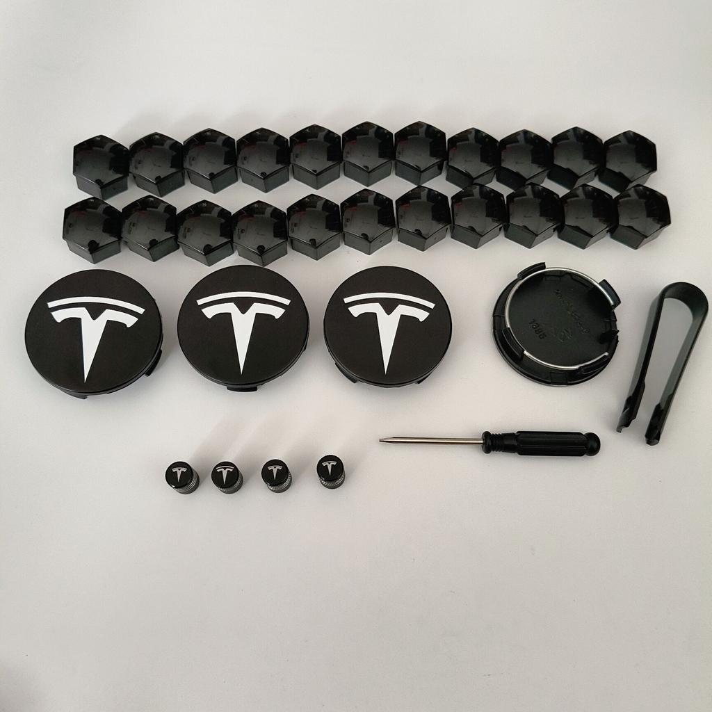 26PCS 30PCS Wheel Centerfor Tesla Model 3 Model Y 2025 Model Y Juniper Car Hub Decorative Caps Badge Lug Nut Protective Cover