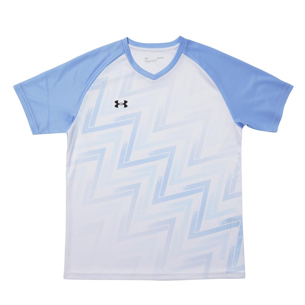 Under Armour Повседневная спортивная футболка унисекс с V-образным вырезом и короткими рукавами, с логотипом в стиле колор-блок, сине-белая 25500520-100