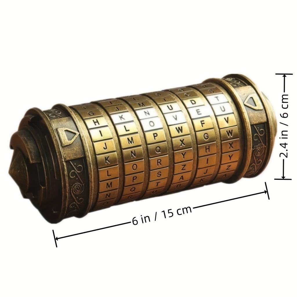 Vintage Golden Retro Cylinder Lock Box with Combination Dial, Secure Jewelry, Ring Storage, Ideal for Wedding Bands Keys,