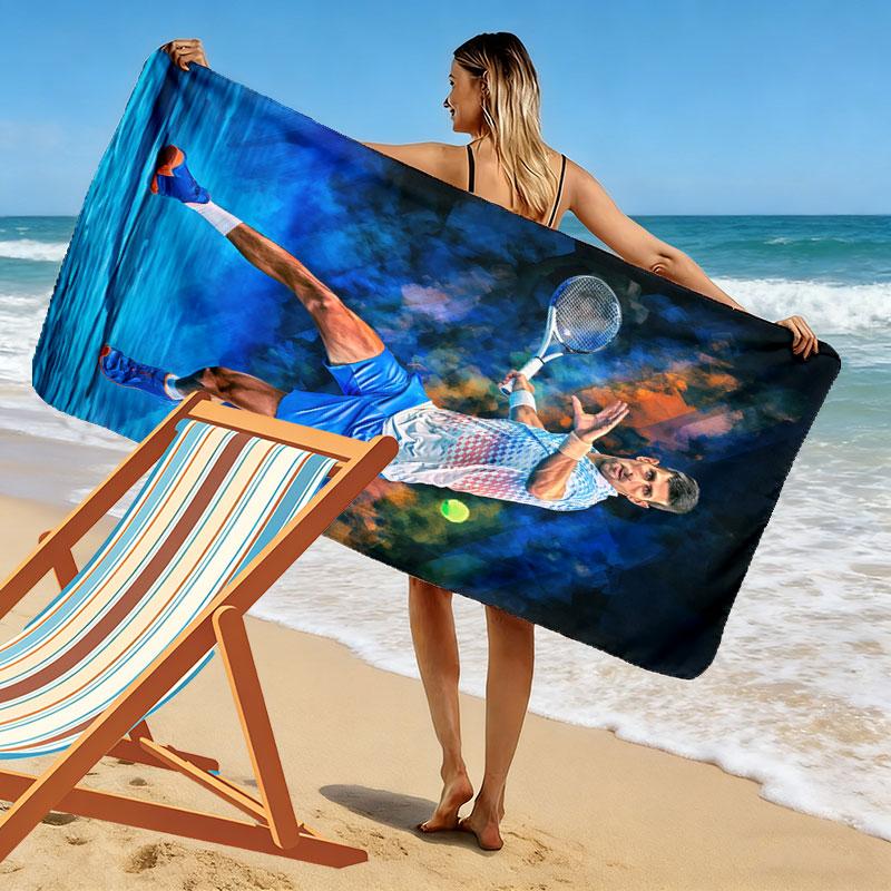 Novak Djokovic Fighter Beach Towel, Large Soft Quick Dry Towel for Beach Camping Swimming
