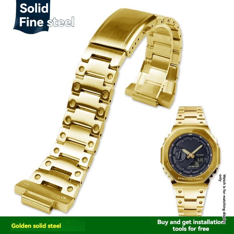 16 мм Нержавеющая сталь Ремешок для часов Casio G-SHOCK GBM-2100/GM-2100/GA-2100 Ga2100 Металлический Восьмиугольный Браслет Замена Ремешка для часов