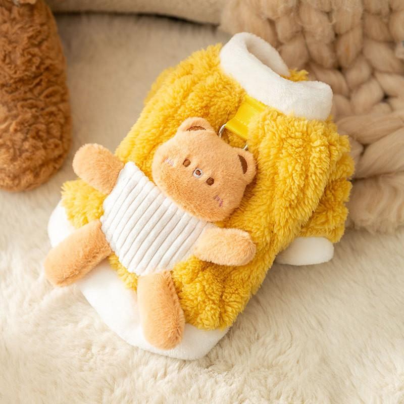 Autumn and Winter Thin Velvet Small Puppy Warm Puppy Dog Teddy Bear Bipeg Cat Cat Sweater Pet Clothes