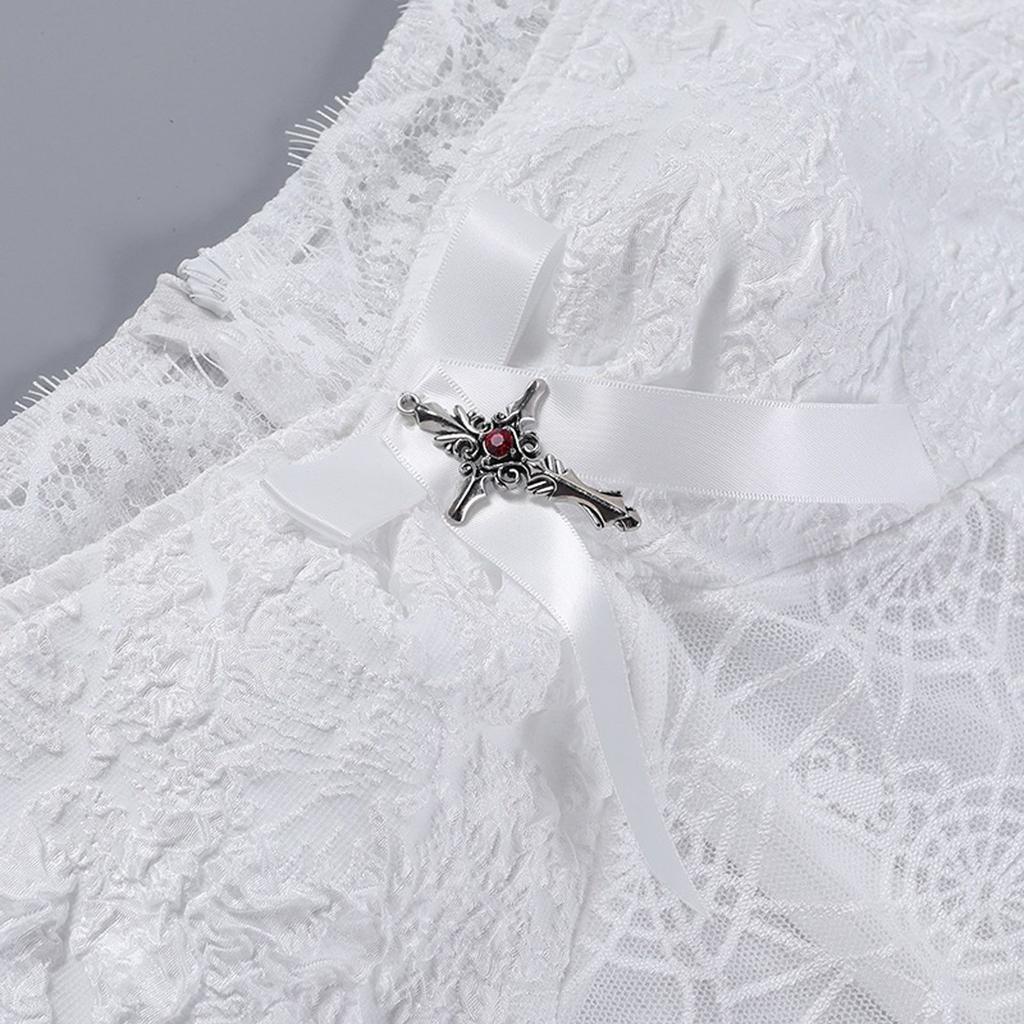 (радость выбирать)Женское однотонное кружевное мини-платье в стиле панк в готическом стиле в стиле пэчворк