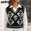 Women's Fashion Casual Halloween Printing Autumn Winter Sleeveless V-Neck Knitted Vests