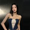 Осенняя новинка в европейском и американском стиле, женская модная одежда, кружевной дизайн с перекрестными лямками, узкий джинсовый жилет