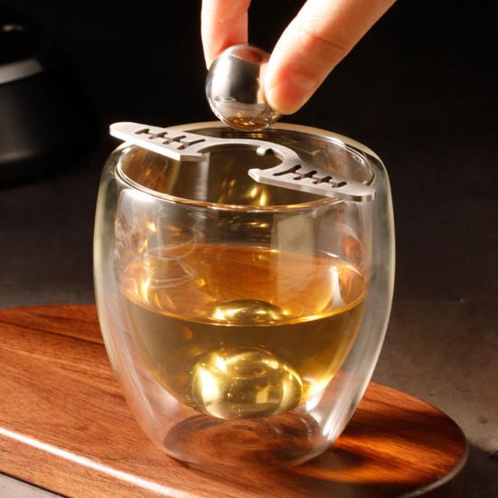 Espresso Cooling Ball with Holder Stainless Steel Iced Coffee Chiller Dilution-Free Cooling Tool for Cocktails Whiskey