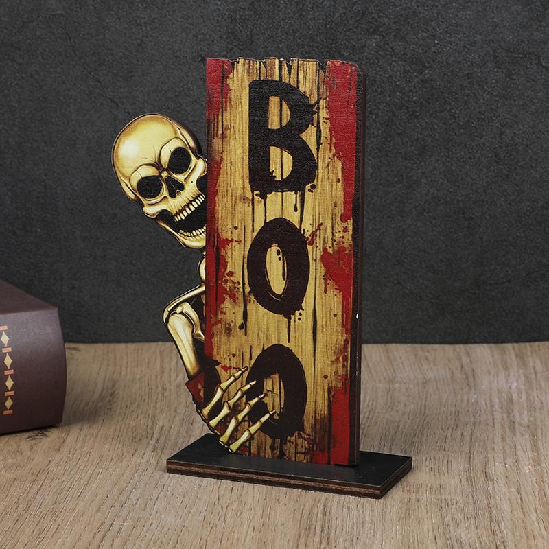 1/3pcs Halloween Wooden Ornaments Scared Pumpkin Ghost Skull Home Desktop Decoration Horror Props 2025 Halloween Party Supplies