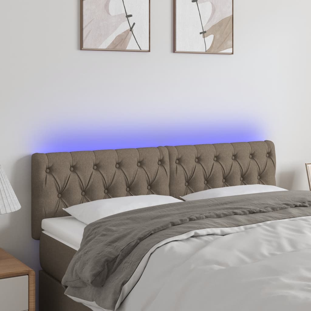 LED Headboard Taupe 160 x 7 x 78 88 cm Fabric