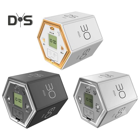 Вращающийся таймер Pomodoro на 5-60 минут, светодиодный дисплей, ползунковый переключатель, шестигранный стол, перевернутый таймер производительности, вибрация, беззвучный будильник для работы, учебы, кухни